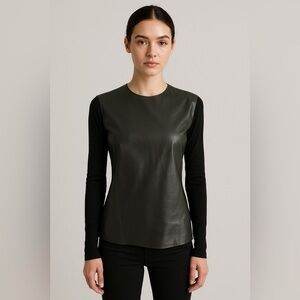 Helmut Lang Charcoal Leather top